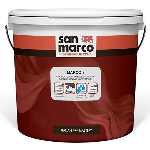 Краска матовая на основе акриловой дисперсии, белая San Marco Marco Otto bianco R3500019