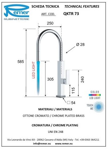Смеситель для мойки Remer Kitchen QKTR73