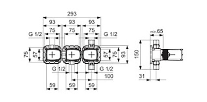 Смеситель для ванны и душа Oras (внутренняя часть) 2219А_sml25